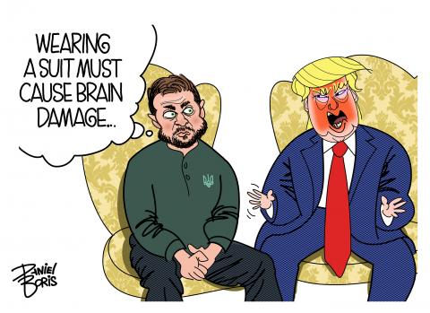 EditorialCartoon_ZelenskyySuitsMustCauseBrainDamage_3_2_25